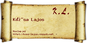 Kósa Lajos névjegykártya